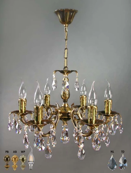 Подвесная люстра AMBIENTE by BRIZZI 2226/6 AB Tear Drop
