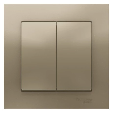 ATLASDESIGN 2-клавишный ВЫКЛЮЧАТЕЛЬ, сх.5, 10АХ, в сборе, ШАМПАНЬ, ATN000552