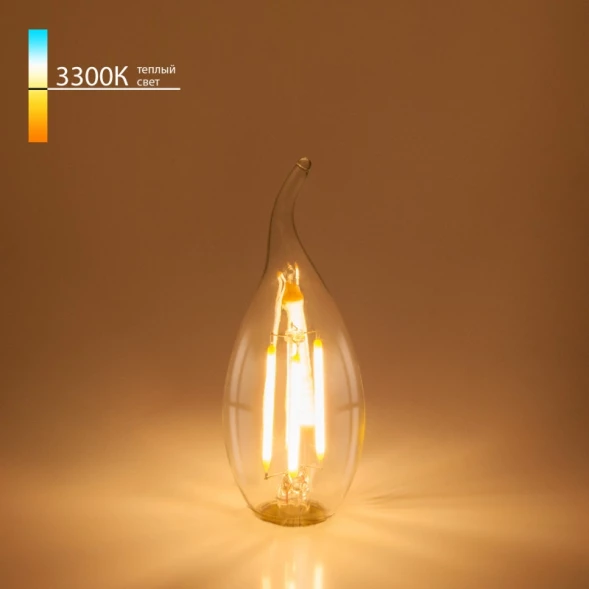 Светодиодная лампа Свеча на ветру BLE1428 9W 3300K E14 (CW35 прозрачный) Elektrostandard