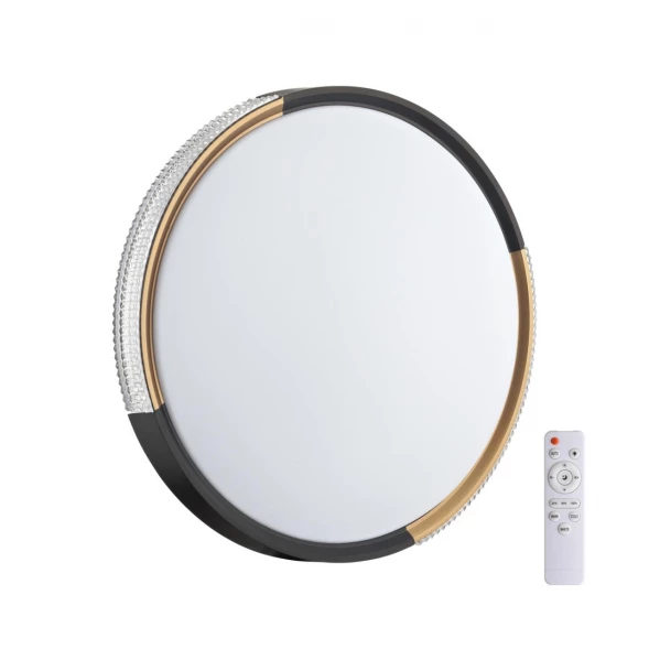 7629/DL PALE SN 033 Светильник пластик/белый/черный/золотистый LED 48Вт c ДУ 3000-6000К D400 IP43 пульт ДУ VELIO