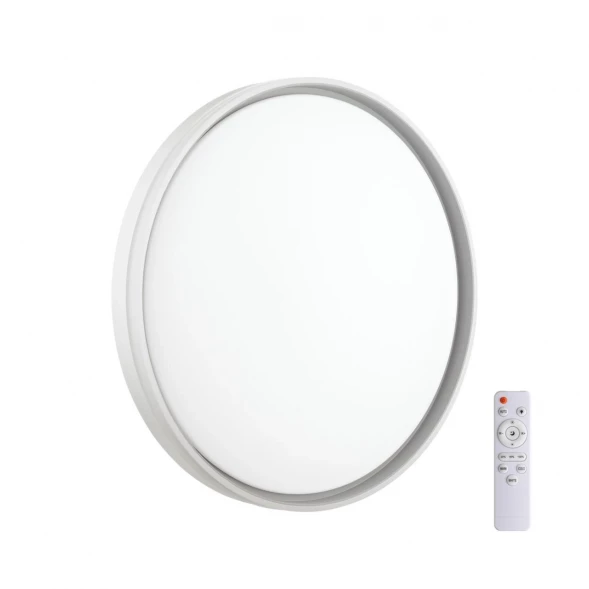 7631/DL PALE SN 043 Светильник пластик/белый/светло-серый LED 48Вт c ДУ 3000-6000К D390 IP43 пульт ДУ SAVI