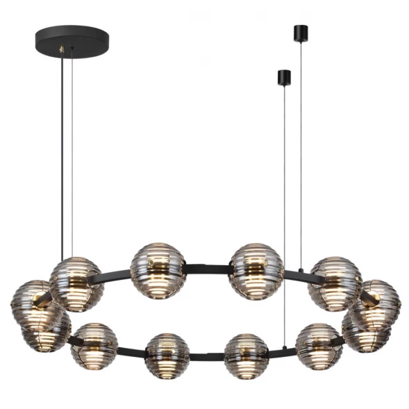Люстра Odeon Light L-VISION ODL24 427 TRONI черн./золото/дымчатый/металл/стеко LED 120W 4000К 9364Лм 5041/120L