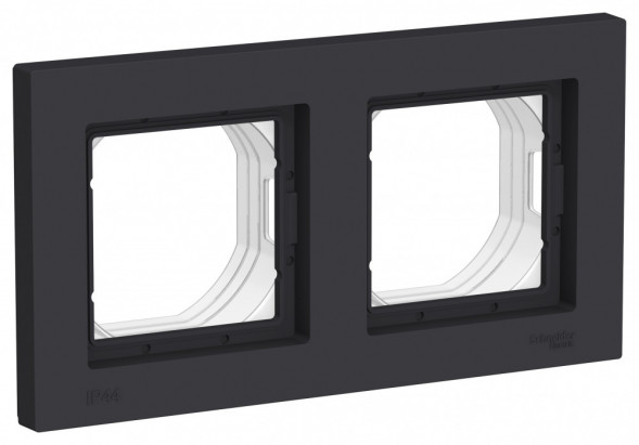 Рамка двойная IP44Schneider Electric Atlasdesign, карбон 