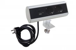 Настольный розеточный блок Ovaledesign в сборе: 2х220V, USB Type A+C, кабель