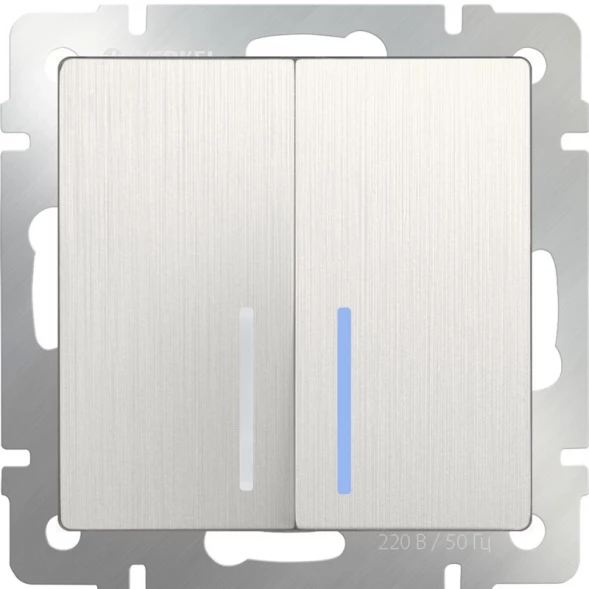 Выключатель WL13-SW-2G-2W-LED (перламутровый рифленый) Werkel