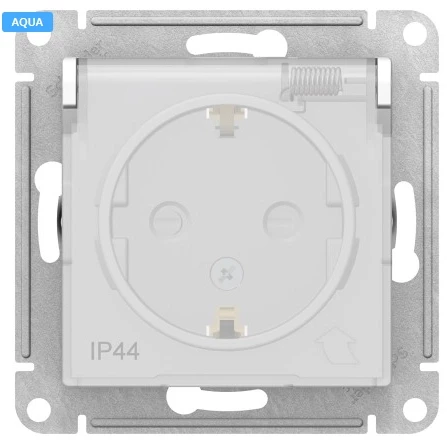 ATLASDESIGN AQUA РОЗЕТКА  с заземлением со шторками  с крышкой, 16А, IP44,  механизм, БЕЛЫЙ,  ATN440146