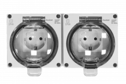 Розетка 2-я с з/к. и шт., открытой установки, серый, IP66, серия (тип) DIP66