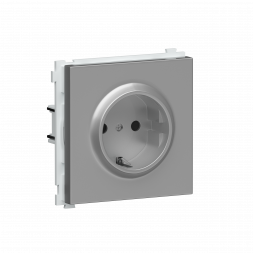 Розетка с заземлением и шторками Schuko 16А 250 В, на клеммах, алюминий Donel R98